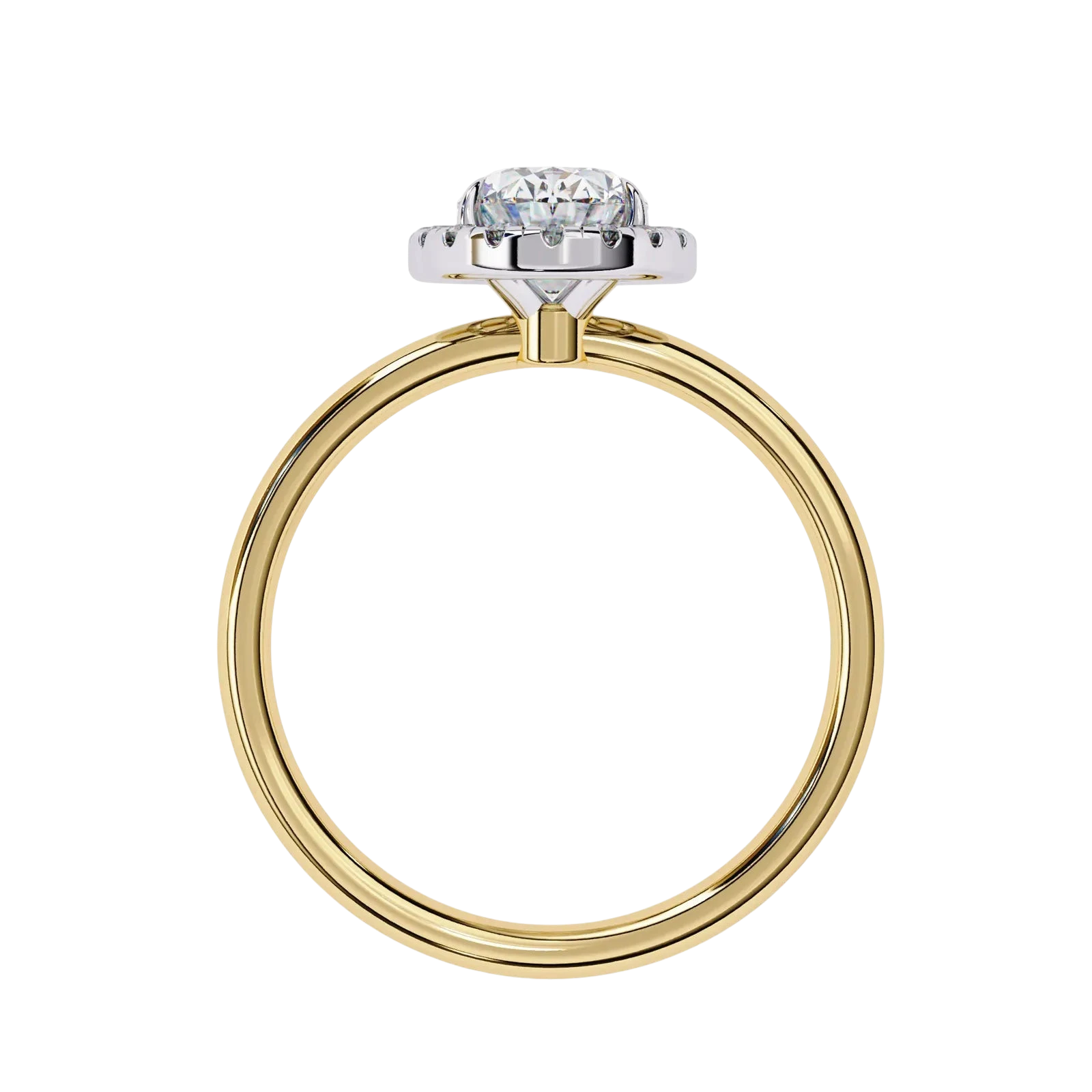 Halo Lumina Oval Solitaire - oval halo engagement ring - side profile - Lucano
