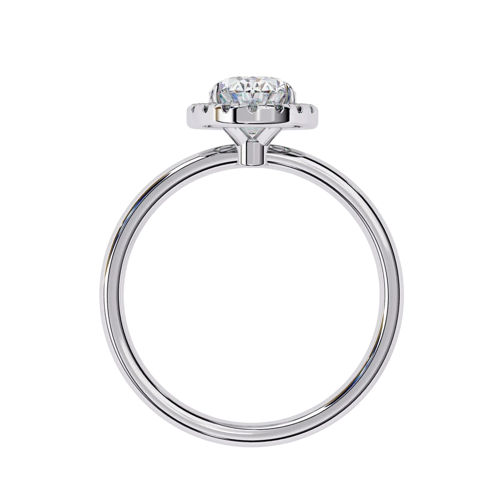 Halo Lumina Oval Solitaire - oval halo engagement ring - three-quarter view - Lucano