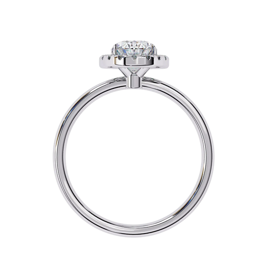 Halo Lumina Oval Solitaire - oval halo engagement ring - three-quarter view - Lucano