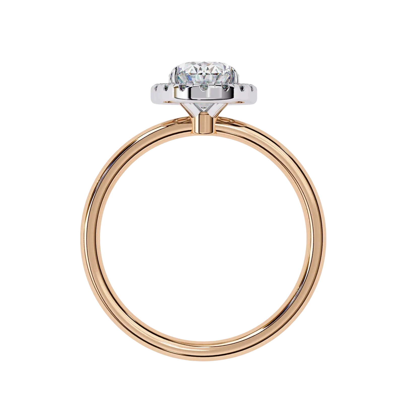 Halo Lumina Oval Solitaire - oval halo engagement ring - detail close-up - Lucano
