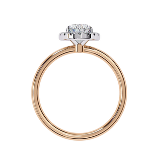 Halo Lumina Oval Solitaire - oval halo engagement ring - detail close-up - Lucano
