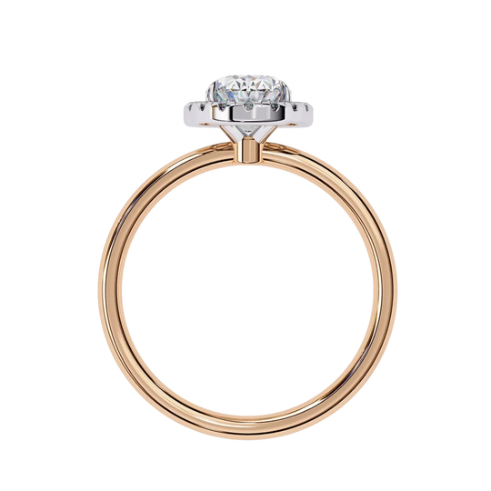 Halo Lumina Oval Solitaire - oval halo engagement ring - detail close-up - Lucano