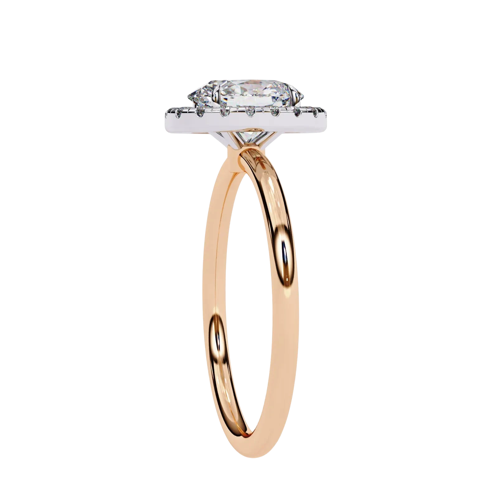 Halo Lumina Oval Solitaire - oval halo engagement ring - top view - Lucano