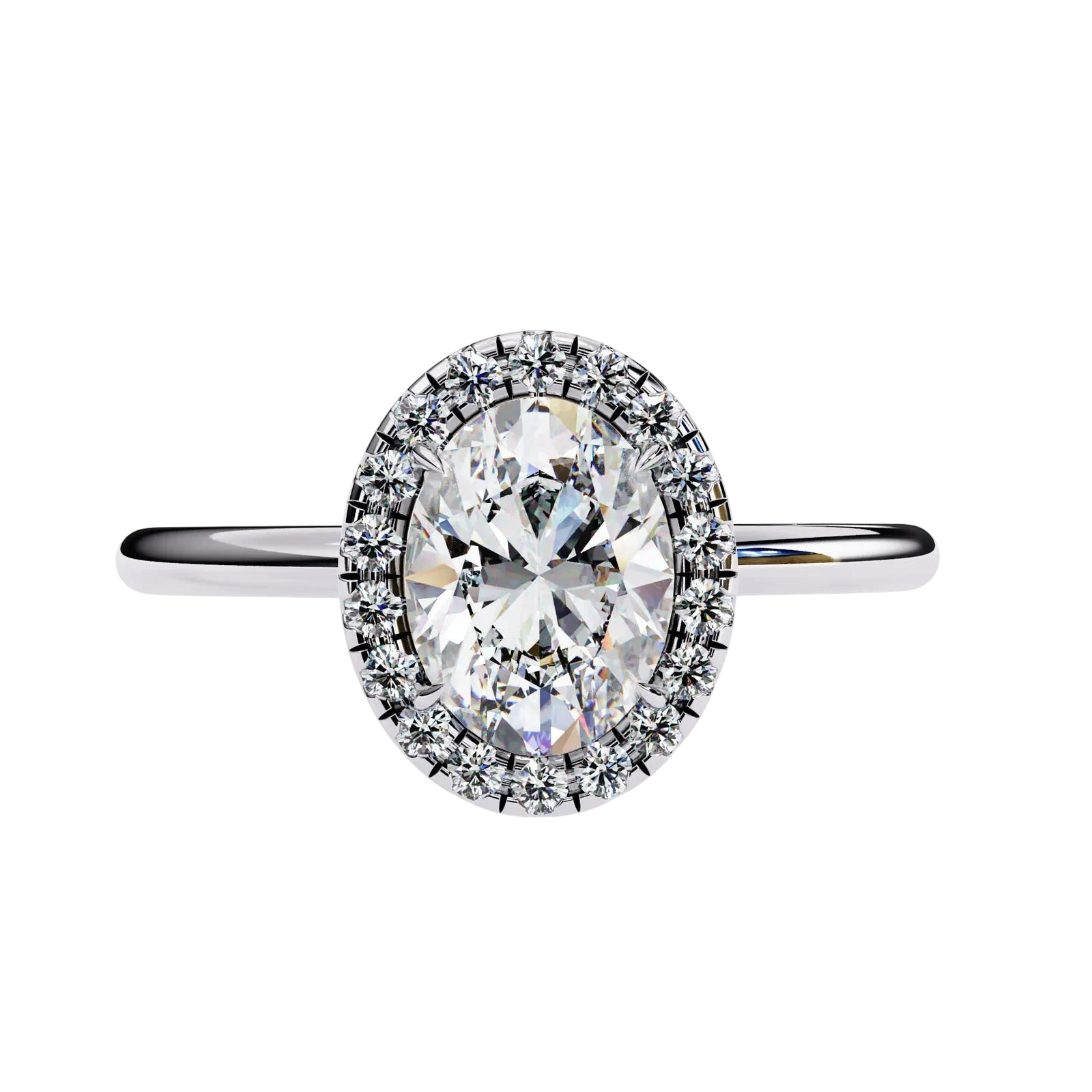 Halo Lumina Oval Solitaire - oval halo engagement ring - on hand - Lucano