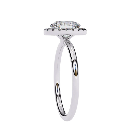 Halo Lumina Oval Solitaire - oval halo engagement ring - in 18ct yellow gold - Lucano