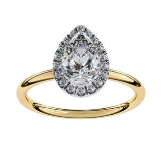 Halo Lumina Pear Solitaire - pear cut halo engagement ring - in 9ct white gold - Lucano