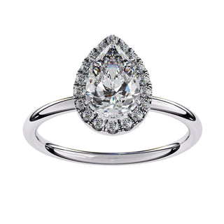 Halo Lumina Pear Solitaire - pear cut halo engagement ring - in 18ct white gold - Lucano