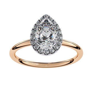 Halo Lumina Pear Solitaire - pear cut halo engagement ring - in 9ct rose gold - Lucano