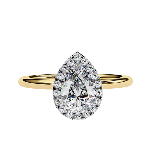Halo Lumina Pear Solitaire - pear cut halo engagement ring, handcrafted in Byron Bay, Australia by Lucano