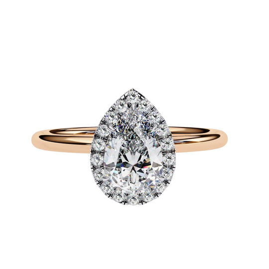 Halo Lumina Pear Solitaire - pear cut halo engagement ring - side profile - Lucano