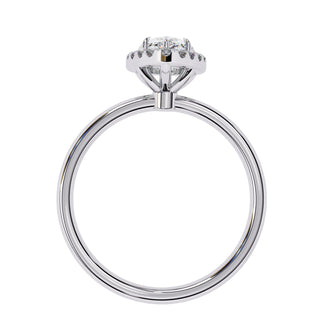 Halo Lumina Pear Solitaire - pear cut halo engagement ring - three-quarter view - Lucano