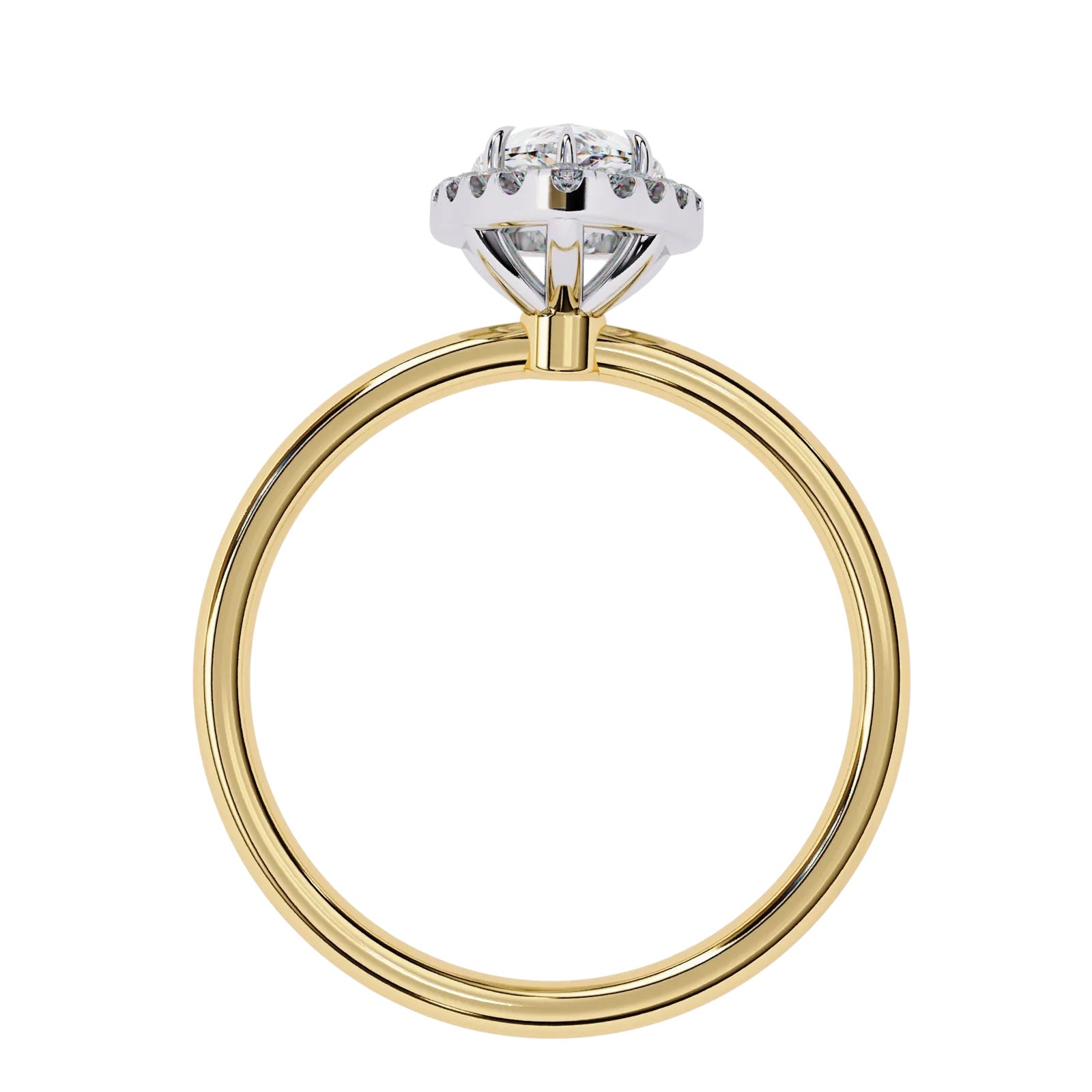 Halo Lumina Pear Solitaire - pear cut halo engagement ring - detail close-up - Lucano