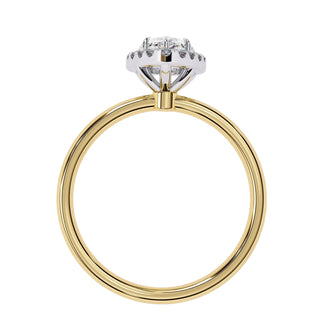 Halo Lumina Pear Solitaire - pear cut halo engagement ring - detail close-up - Lucano