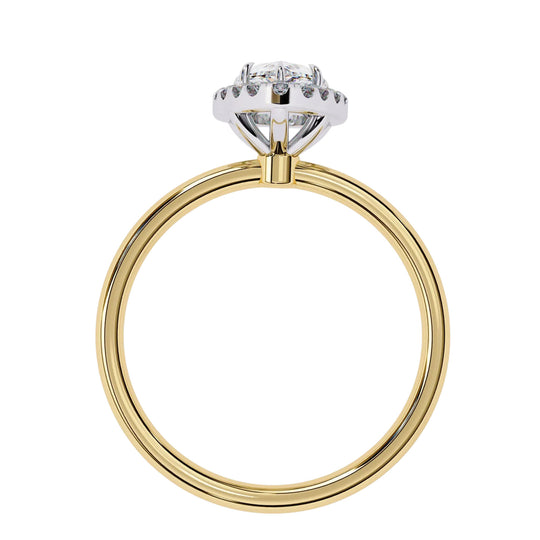 Halo Lumina Pear Solitaire - pear cut halo engagement ring - detail close-up - Lucano
