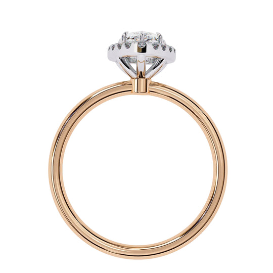 Halo Lumina Pear Solitaire - pear cut halo engagement ring - top view - Lucano