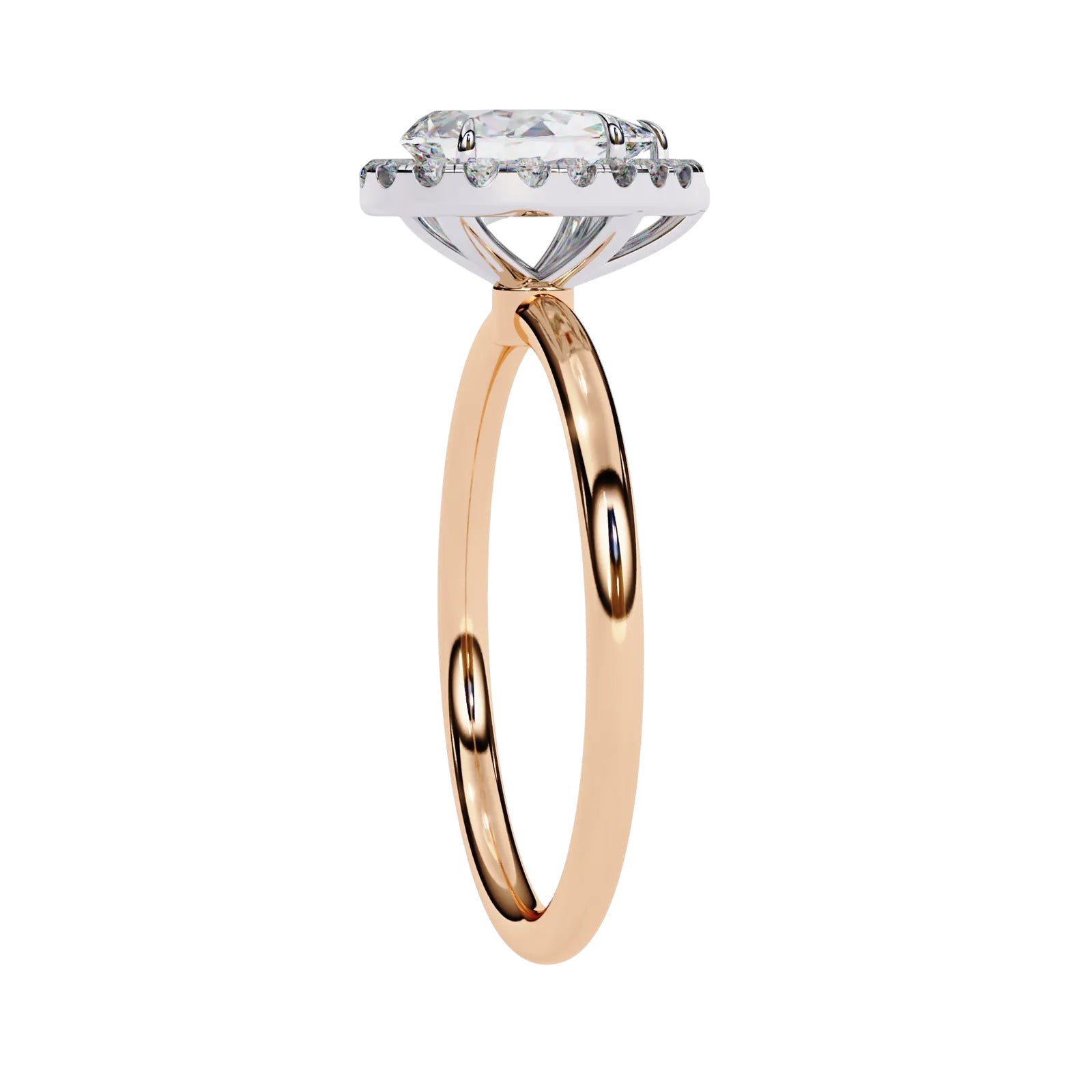 Halo Lumina Pear Solitaire - pear cut halo engagement ring - on hand - Lucano