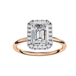 Halo Lumina Emerald Solitaire - emerald cut halo engagement ring - in 9ct white gold - Lucano
