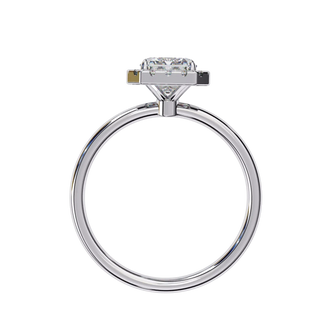 Halo Lumina Emerald Solitaire - emerald cut halo engagement ring - angled view - Lucano