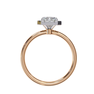 Halo Lumina Emerald Solitaire - emerald cut halo engagement ring - detail close-up - Lucano