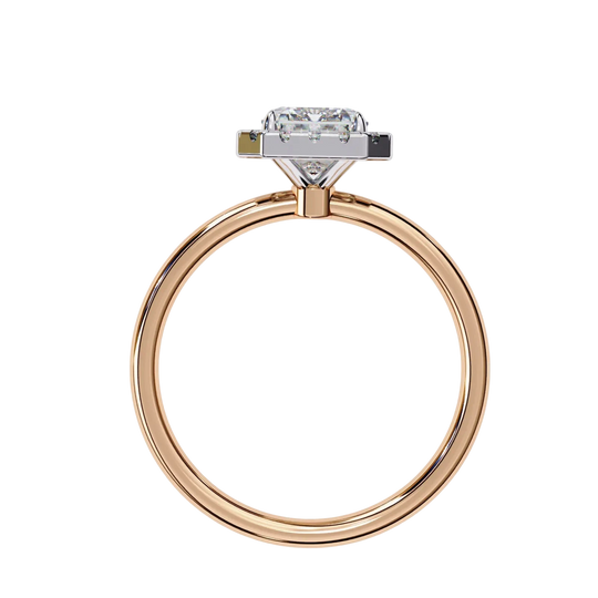 Halo Lumina Emerald Solitaire - emerald cut halo engagement ring - detail close-up - Lucano