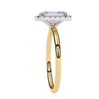 Halo Lumina Emerald Solitaire - emerald cut halo engagement ring - in 9ct yellow gold - Lucano