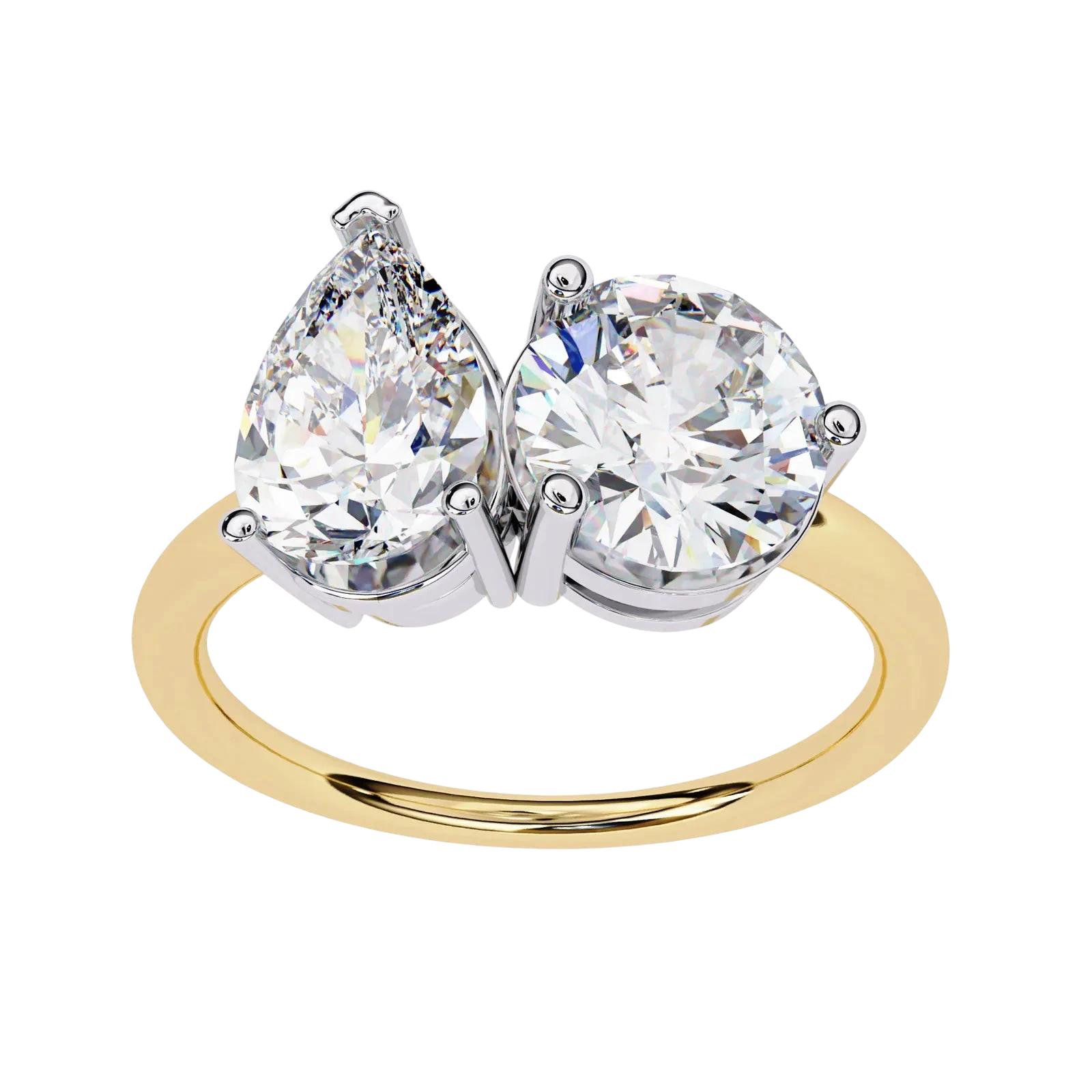 Toi et Moi Pear & Round Ring - toi et moi engagement ring - detail close-up - Lucano