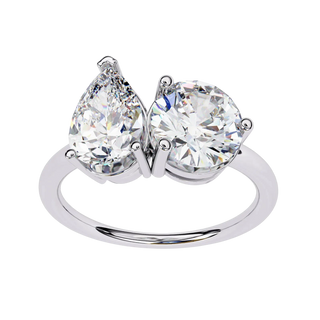 Toi et Moi Pear & Round Ring - toi et moi engagement ring - top view - Lucano