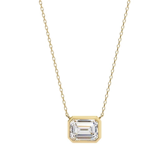 Imperia Emerald Pendant - emerald-cut diamond pendant - three-quarter view - hand-made in Byron Bay Hinterland, Australia by Lucano Fine Jewellery
