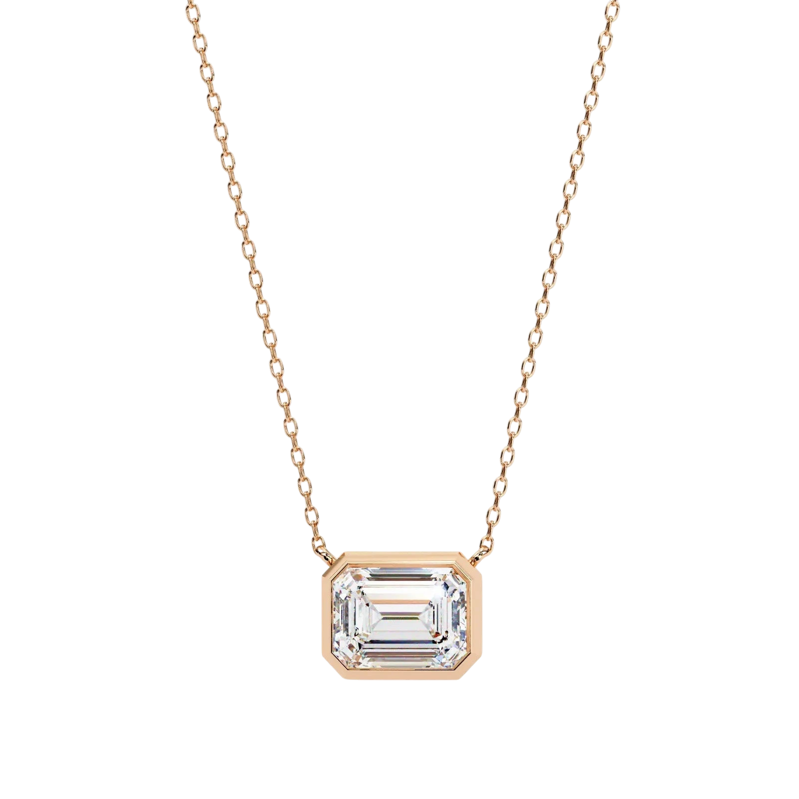 Imperia Emerald Pendant - emerald-cut diamond pendant - detail close-up - hand-made in Byron Bay Hinterland, Australia by Lucano Fine Jewellery