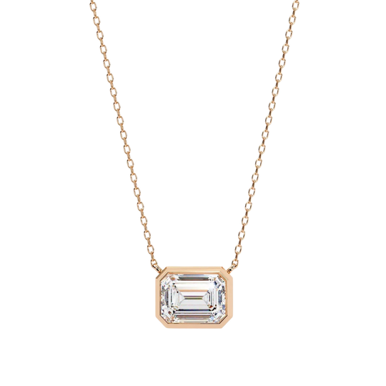 Imperia Emerald Pendant - emerald-cut diamond pendant - detail close-up - hand-made in Byron Bay Hinterland, Australia by Lucano Fine Jewellery