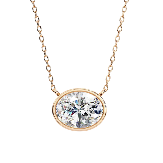 Ovalia Bezel Pendant - oval-cut diamond pendant - view 22 - hand-made in Byron Bay Hinterland, Australia by Lucano Fine Jewellery