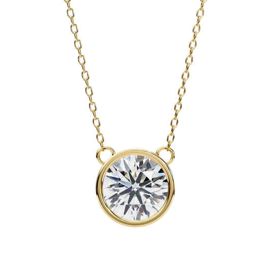 Solis Round Bezel Pendant - round brilliant diamond pendant - view 19 - hand-made in Byron Bay Hinterland, Australia by Lucano Fine Jewellery
