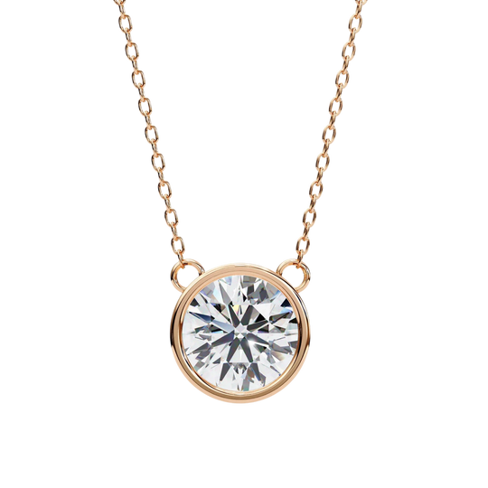 Solis Round Bezel Pendant - round brilliant diamond pendant - view 20 - hand-made in Byron Bay Hinterland, Australia by Lucano Fine Jewellery