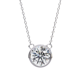 Solis Round Bezel Pendant - round brilliant diamond pendant - view 21 - hand-made in Byron Bay Hinterland, Australia by Lucano Fine Jewellery