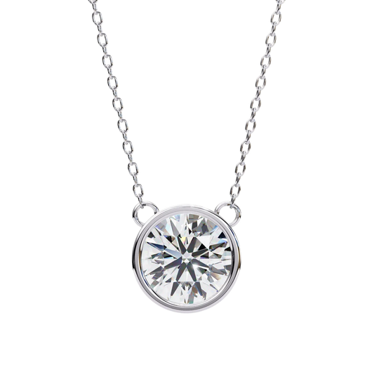 Solis Round Bezel Pendant - round brilliant diamond pendant - view 21 - hand-made in Byron Bay Hinterland, Australia by Lucano Fine Jewellery