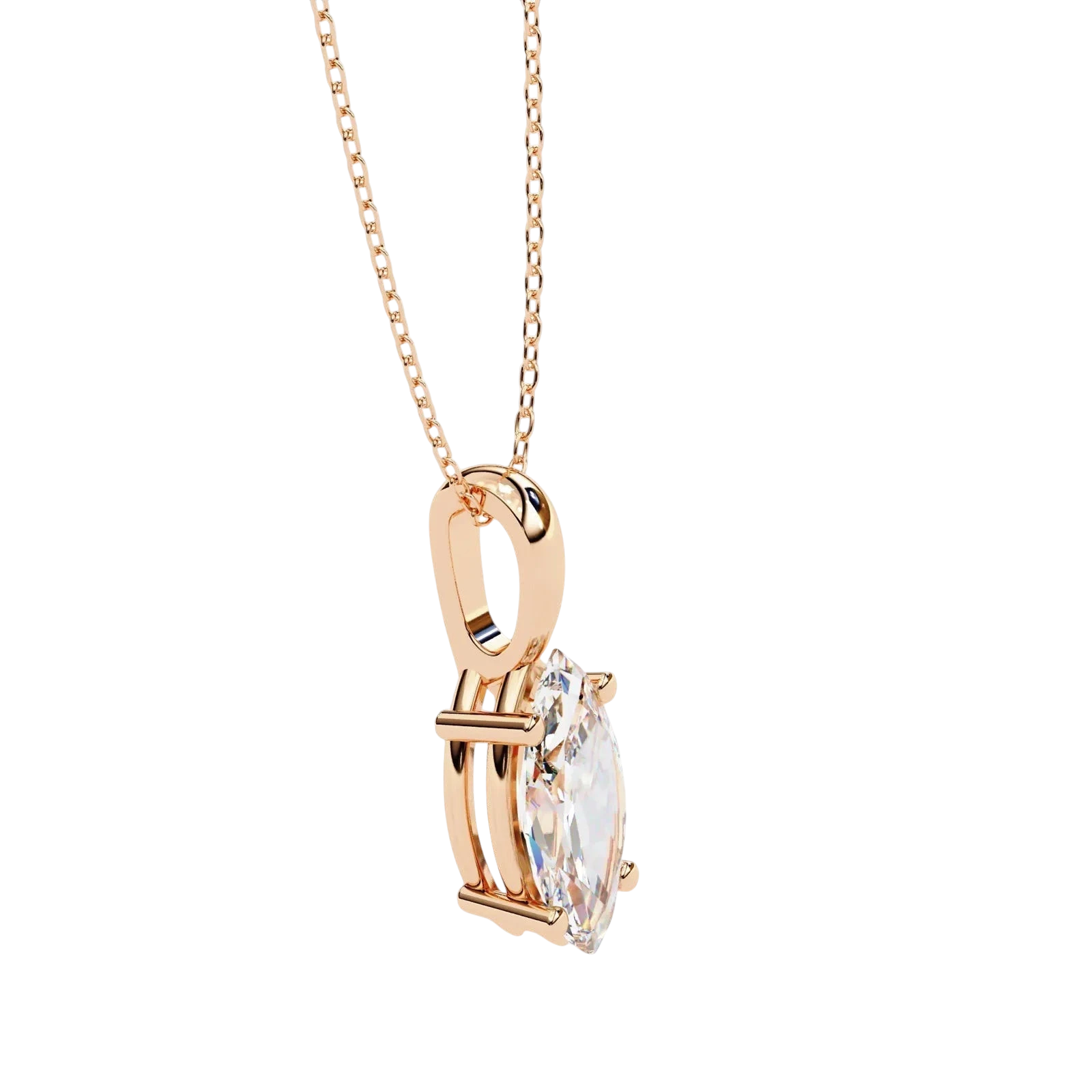 Lacrima Marquise Solitaire Pendant - marquise-cut diamond pendant - in 18ct rose gold - hand-made in Byron Bay Hinterland, Australia by Lucano Fine Jewellery