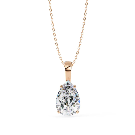 Goccia Pear Solitaire Pendant - pear-cut diamond pendant - view 21 - hand-made in Byron Bay Hinterland, Australia by Lucano Fine Jewellery