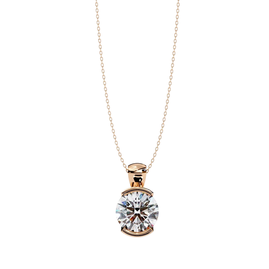 Imperia Emerald Drop Pendant - round brilliant diamond pendant - on model - hand-made in Byron Bay Hinterland, Australia by Lucano Fine Jewellery