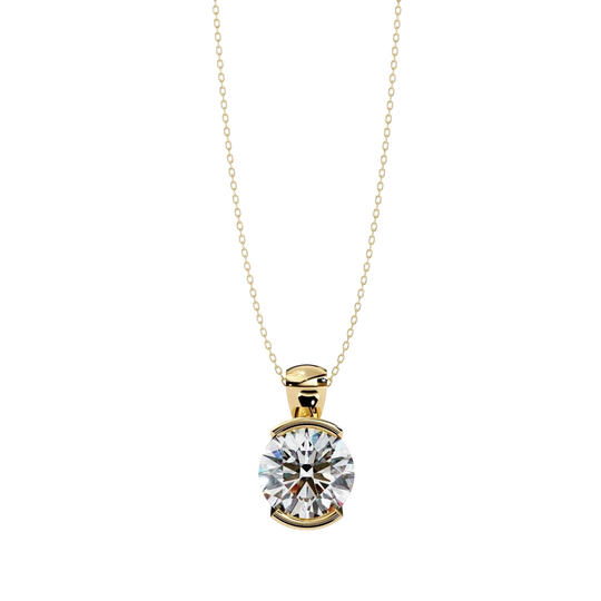 Imperia Emerald Drop Pendant - round brilliant diamond pendant - angled view - hand-made in Byron Bay Hinterland, Australia by Lucano Fine Jewellery