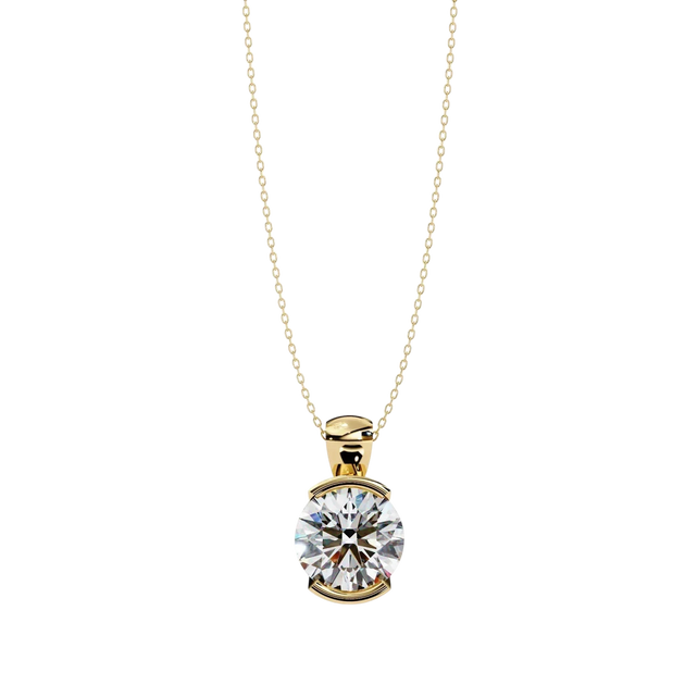 Imperia Emerald Drop Pendant - round brilliant diamond pendant - angled view - hand-made in Byron Bay Hinterland, Australia by Lucano Fine Jewellery