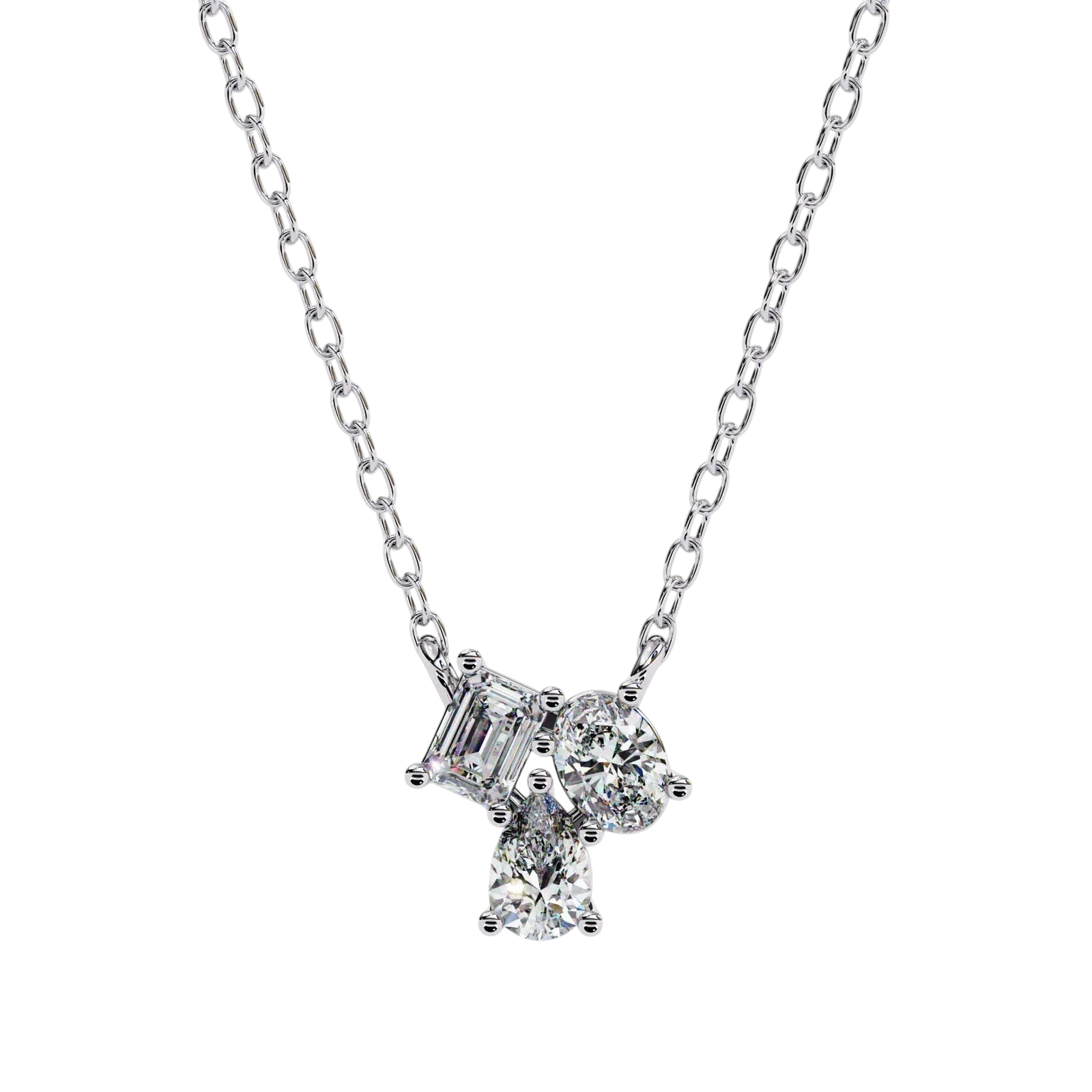 Trinitas Three-Stone Pendant - oval-cut diamond pendant - front view - hand-made in Byron Bay Hinterland, Australia by Lucano Fine Jewellery