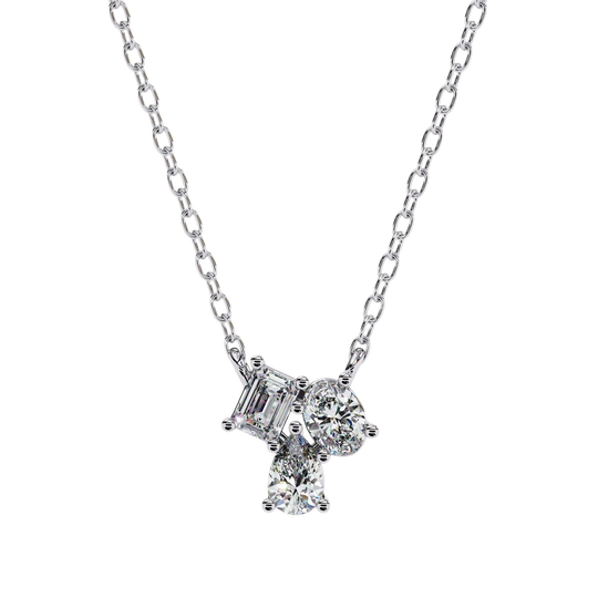 Trinitas Three-Stone Pendant - oval-cut diamond pendant - front view - hand-made in Byron Bay Hinterland, Australia by Lucano Fine Jewellery