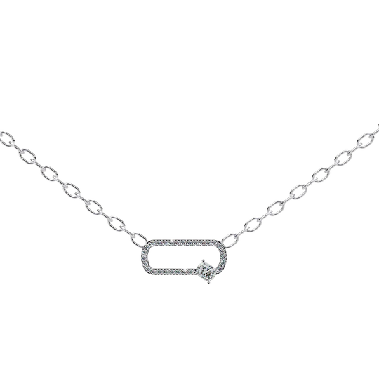 Catena Pave Link Necklace - diamond pendant necklace - on model at the collarbone - hand-made in Byron Bay Hinterland, Australia by Lucano Fine Jewellery