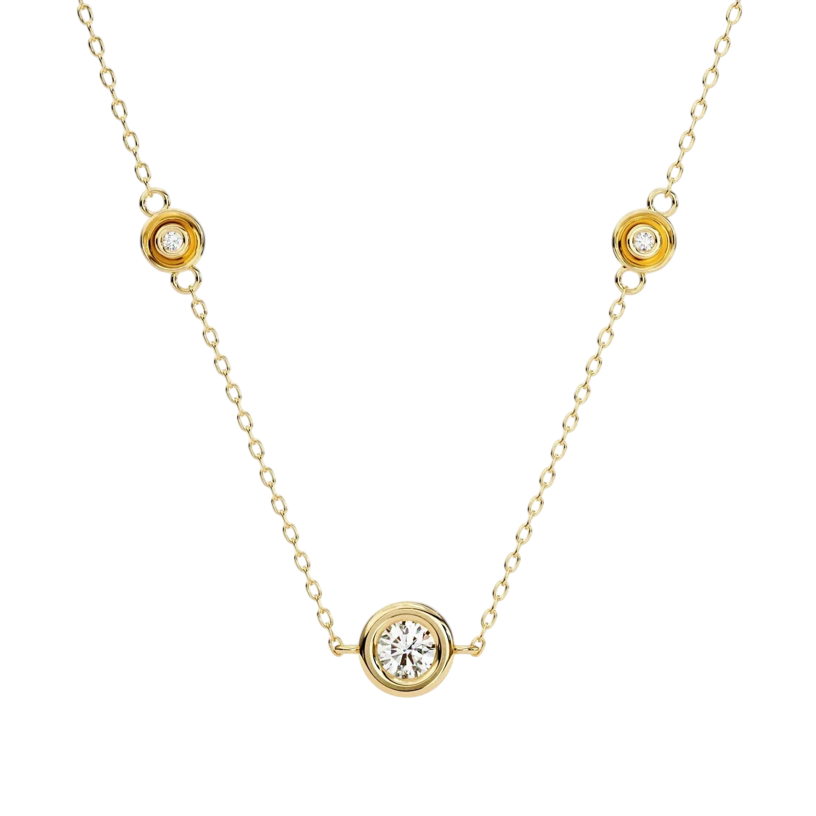 Stelle Trio Bezel Necklace - solid gold diamond pendant - in 18ct rose gold - hand-made in Byron Bay Hinterland, Australia by Lucano Fine Jewellery