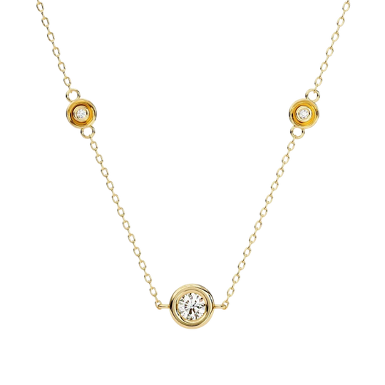 Stelle Trio Bezel Necklace - solid gold diamond pendant - in 18ct rose gold - hand-made in Byron Bay Hinterland, Australia by Lucano Fine Jewellery