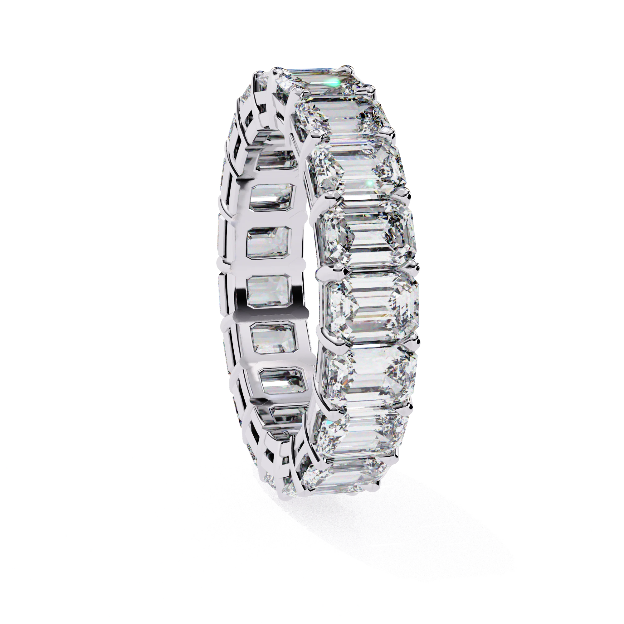 Lumière Emerald Eternity - emerald-cut diamond eternity ring - side profile - Lucano