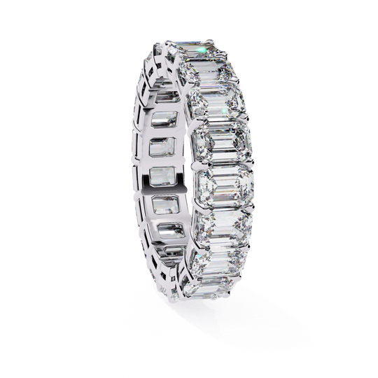 Lumière Emerald Eternity - emerald-cut diamond eternity ring - side profile - Lucano