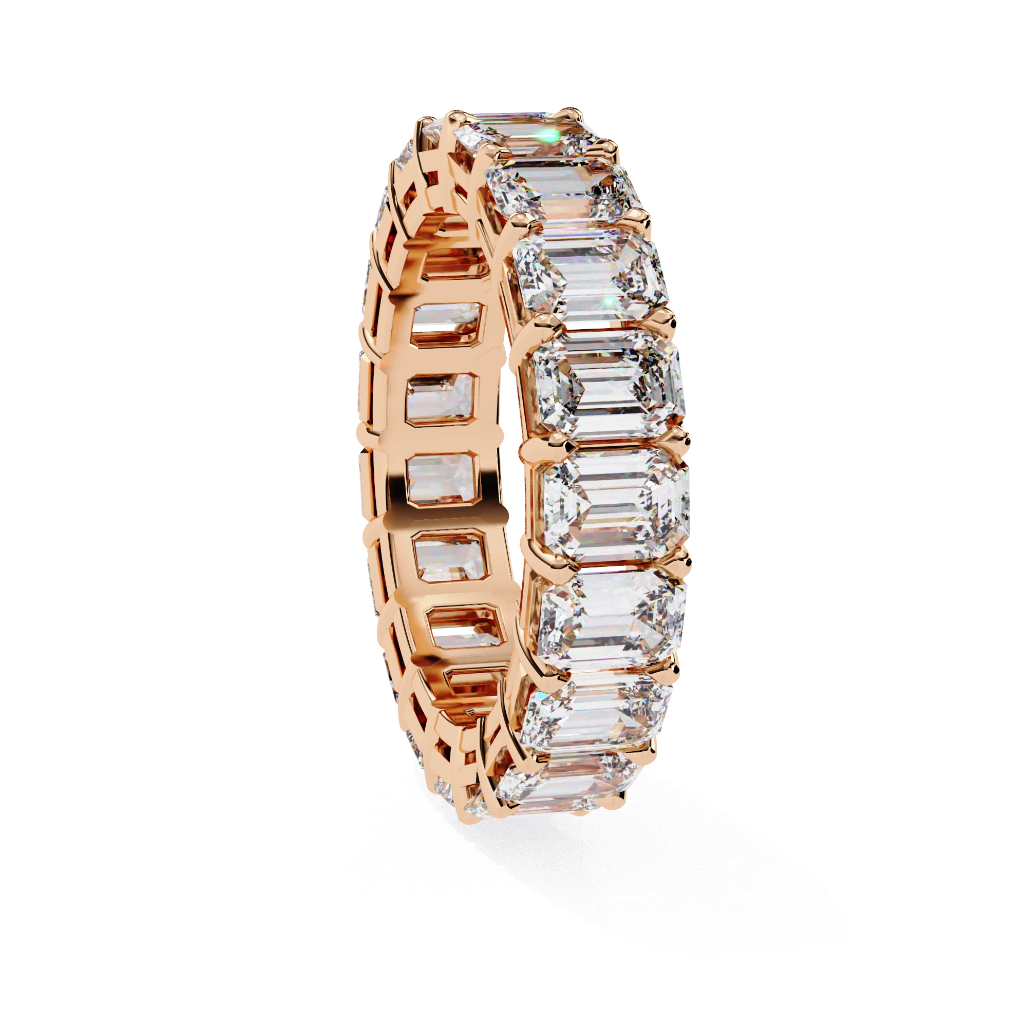 Lumière Emerald Eternity - emerald-cut diamond eternity ring - angled view - Lucano