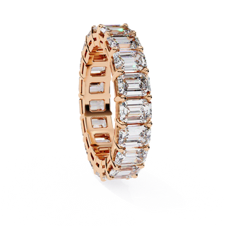 Lumière Emerald Eternity - emerald-cut diamond eternity ring - angled view - Lucano