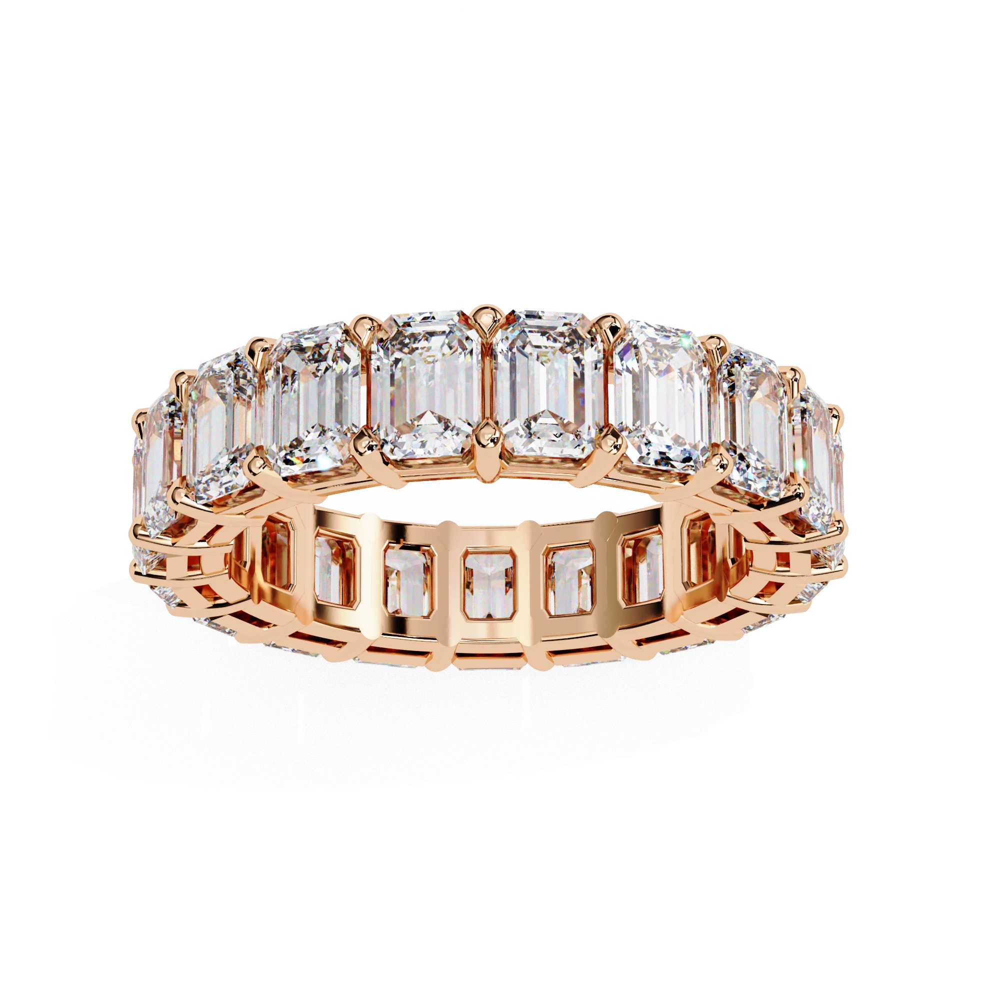 Lumière Emerald Eternity - emerald-cut diamond eternity ring - three-quarter view - Lucano